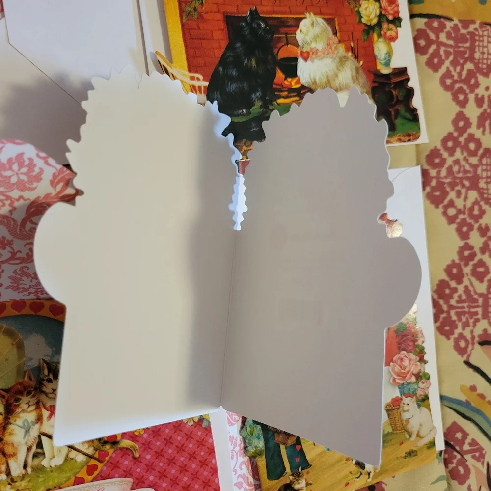 Punch Studio Victorian Look Valentine Cards 4 New Cats Hearts Scrapbook Journal